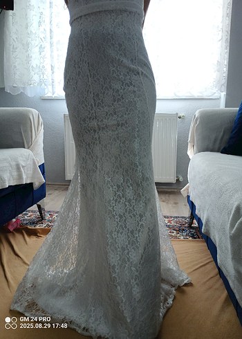 Beyaz balık nikah abiye elbise 38beden - Görsel 5
