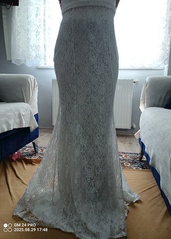 Beyaz balık nikah abiye elbise 38beden - Görsel 6