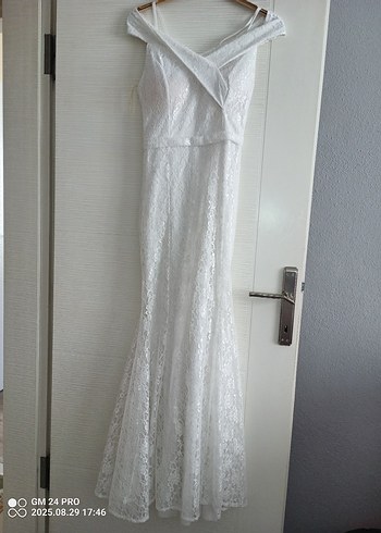Beyaz balık nikah abiye elbise 38beden