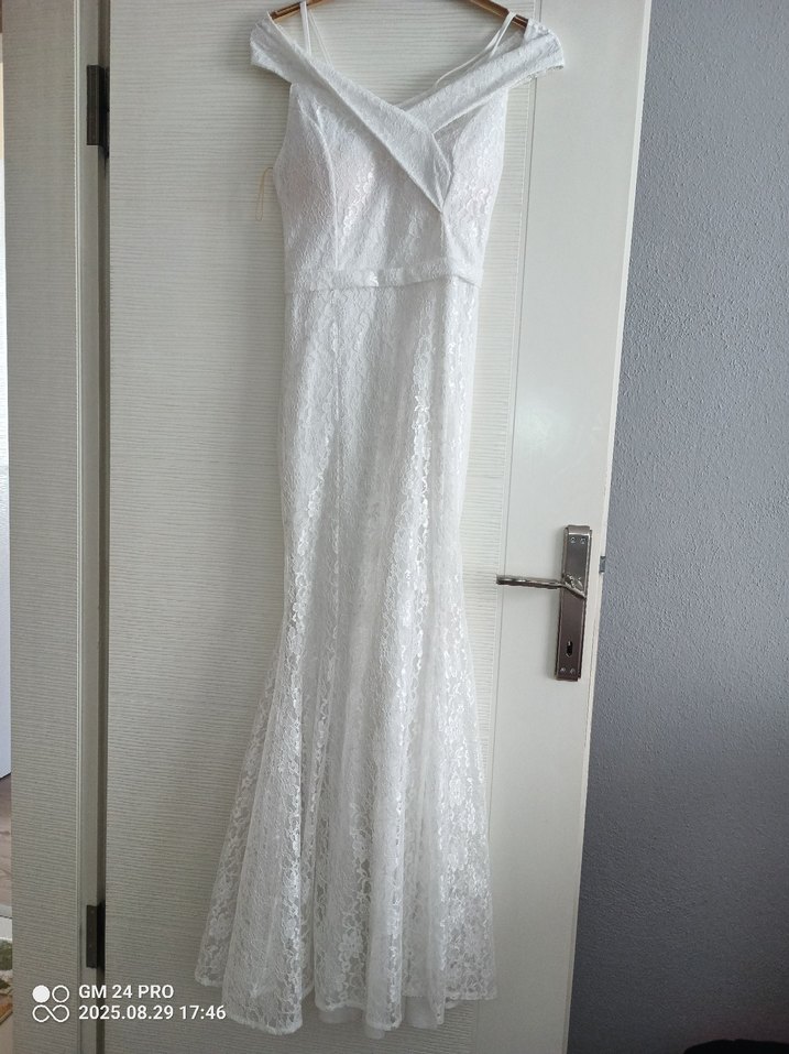 Beyaz balık nikah abiye elbise 38beden - Görsel 2