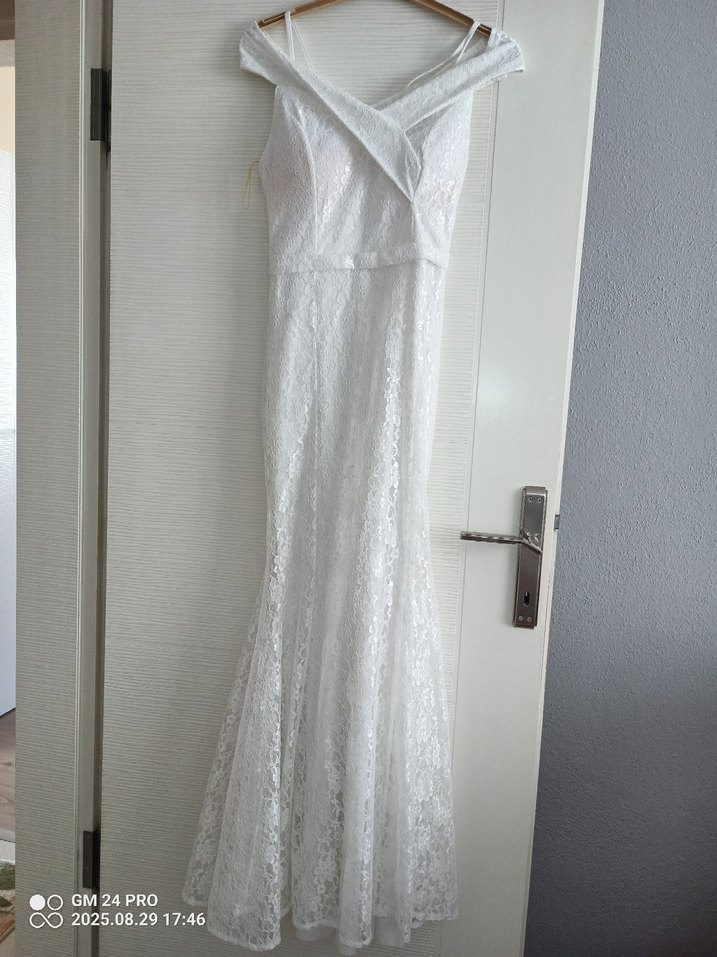 Beyaz balık nikah abiye elbise 38beden - Görsel 3
