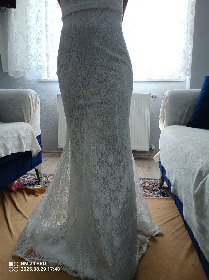 Beyaz balık nikah abiye elbise 38beden - Görsel 5