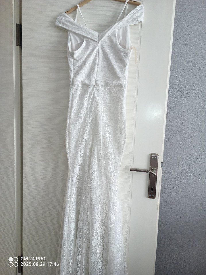 Beyaz balık nikah abiye elbise 38beden - Görsel 4