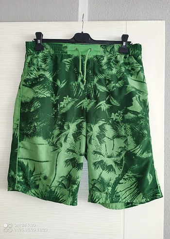 Yeşil palmiye desenli şort Mbeden - Görsel 2