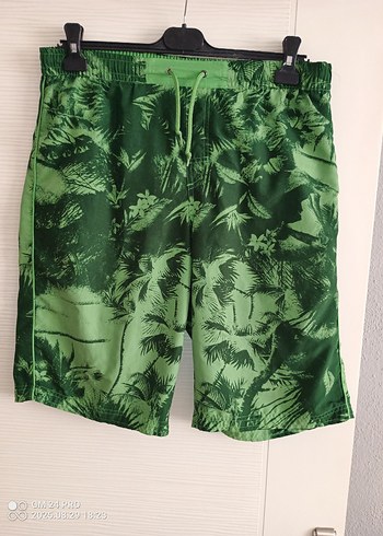 Yeşil palmiye desenli şort Mbeden - Görsel 3