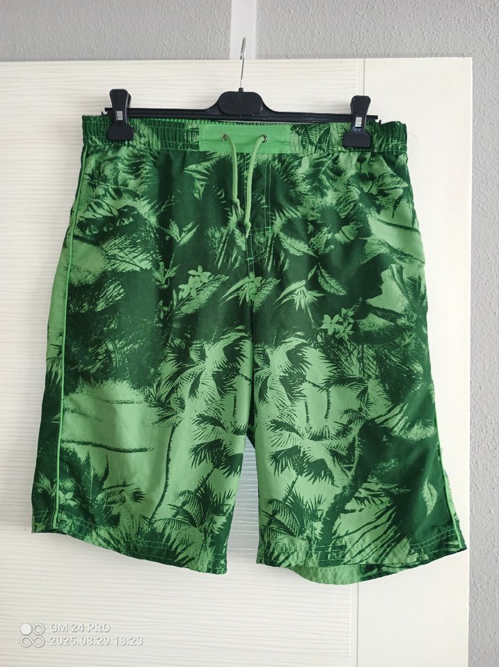 Yeşil palmiye desenli şort Mbeden - Görsel 2