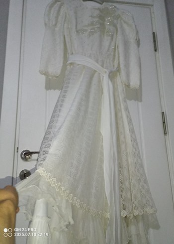 Beyaz dantelli boncuklu nikahelbisesi gelinlik Lbeden - Görsel 6