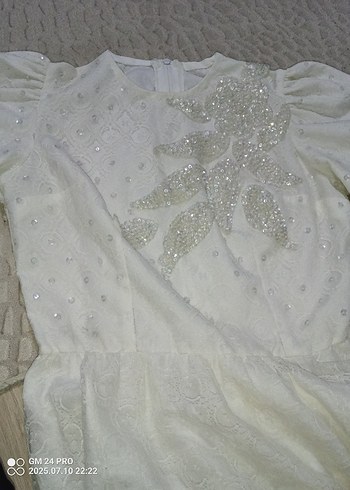 Beyaz dantelli boncuklu nikahelbisesi gelinlik Lbeden - Görsel 11