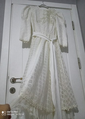 Beyaz dantelli boncuklu nikahelbisesi gelinlik Lbeden - Görsel 5