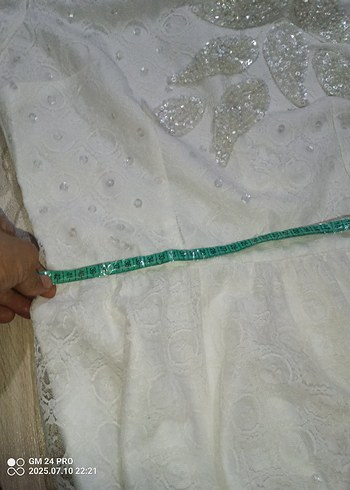 Beyaz dantelli boncuklu nikahelbisesi gelinlik Lbeden - Görsel 9