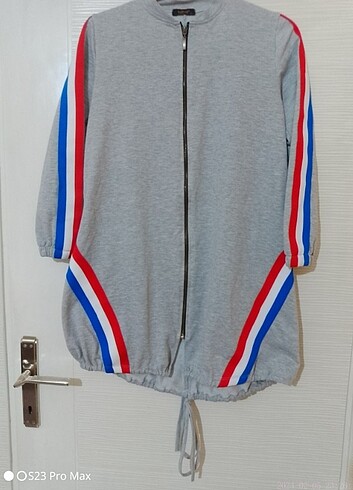Taba marka gri çizgili sweatshirt polar tunik Sbeden