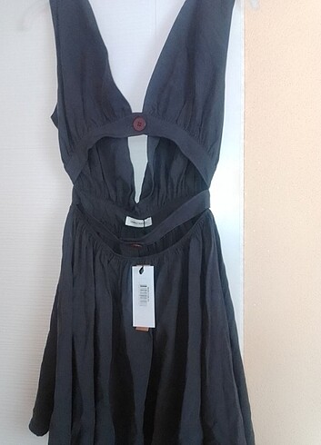 xs Beden IAMNOTBASIC füme göğüs derinsırt dekolteli mini elbise XSbeden