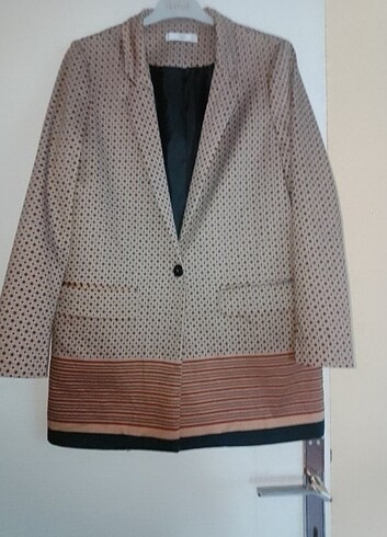 s Beden Mango Camel desenli blazer ceket Sbeden