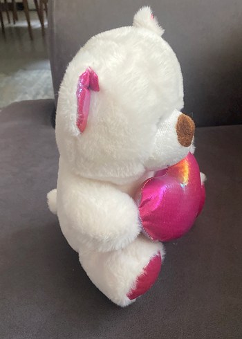 Beden Renkli Kalpli Beyaz Peluş Ayıcık
