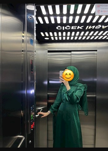 s Beden yeşil Renk Yeşil Uzun Drapeli Abiye Elbise - Birgül Bektaş