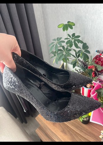 Siyah payet Desenli Gotik Stiletto - Görsel 2