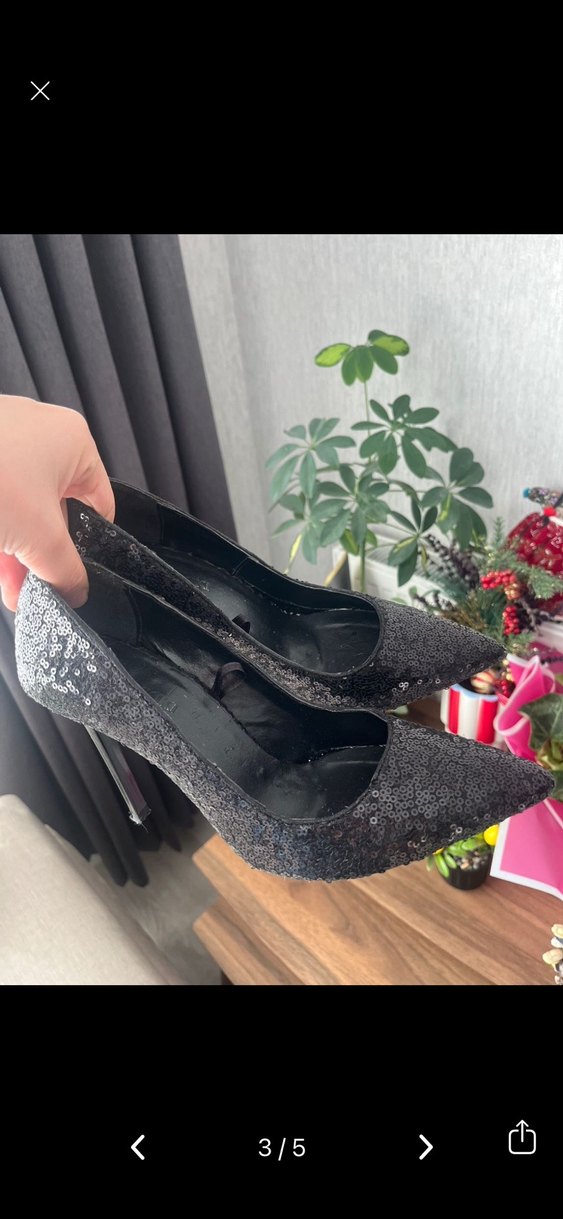 Siyah payet Desenli Gotik Stiletto - Görsel 2