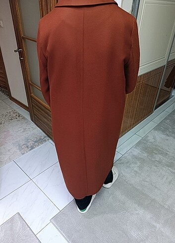 42 Beden turuncu Renk KK Designe Kiremit Rengi Kaşe Kaban 42 Beden