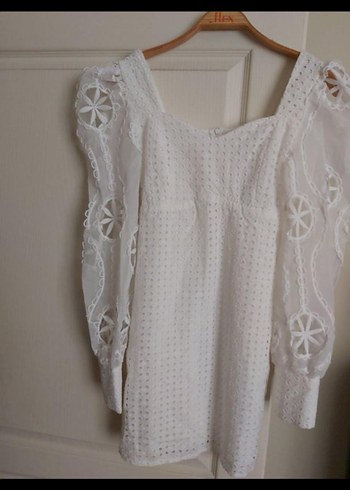 Beyaz Nakışlı Dantel Detaylı Bohem Bluz - Görsel 3