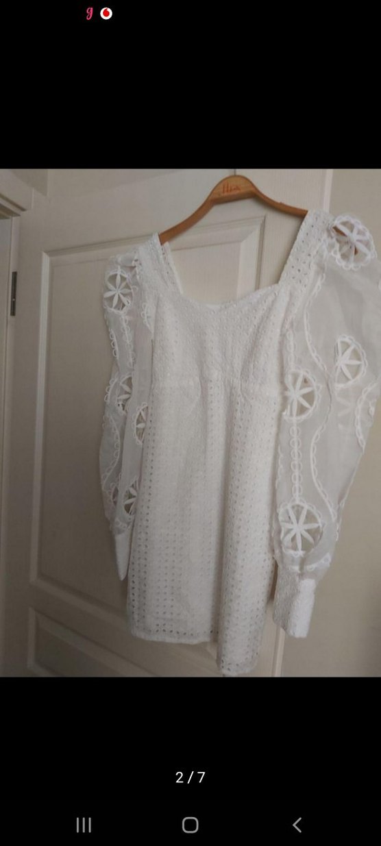 Beyaz Nakışlı Dantel Detaylı Bohem Bluz - Görsel 4