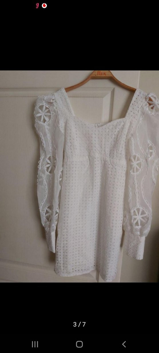 Beyaz Nakışlı Dantel Detaylı Bohem Bluz - Görsel 3