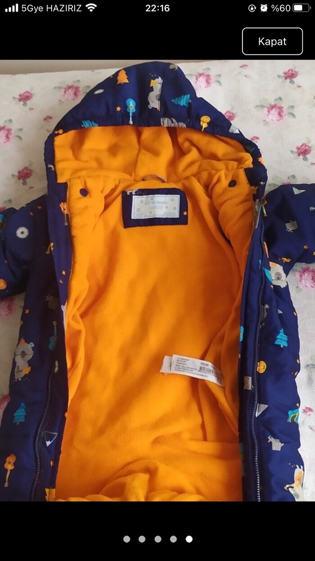 Desenli Lacivert Bebek Kayak Tulumu - Görsel 3