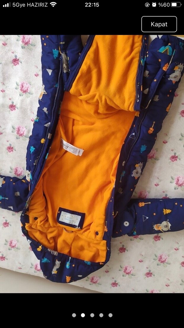 Desenli Lacivert Bebek Kayak Tulumu - Görsel 4