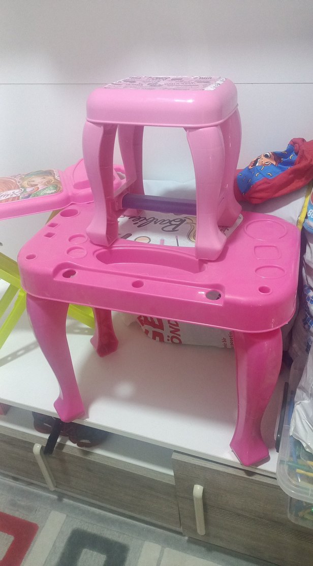 Renkli Pembe Çocuk Sandalyesi masası kuaför ütü masası - Görsel 2