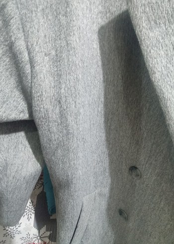 Gri çift düğmeli kaban - Görsel 4