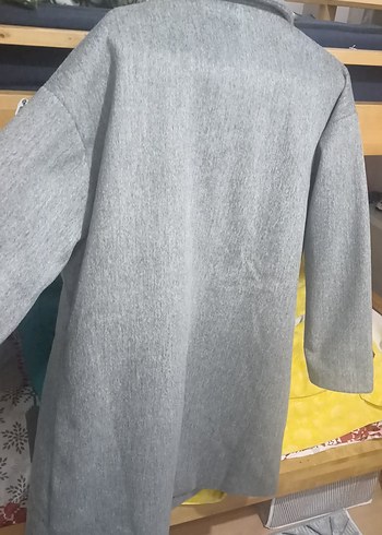 Gri çift düğmeli kaban - Görsel 7