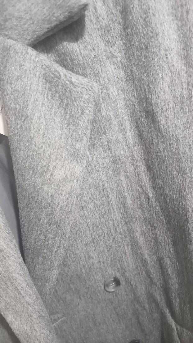 Gri çift düğmeli kaban - Görsel 5