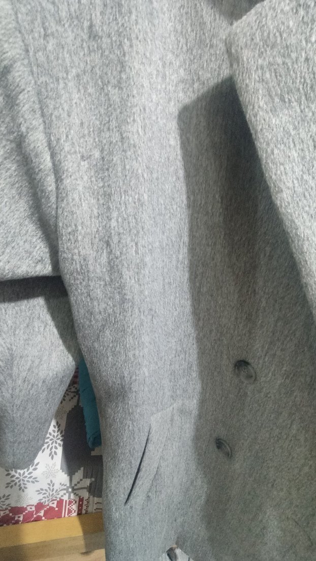 Gri çift düğmeli kaban - Görsel 4