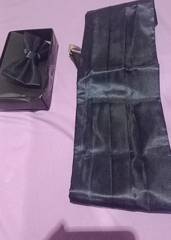 lacivert Bağlamalı Erkek Papyon kuşak kemer damatlık smokin - Görsel 3