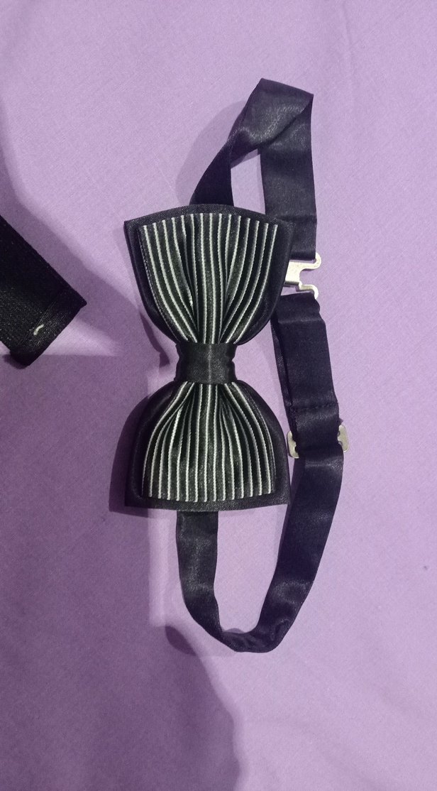 Siyah Çizgili Got Papyon kuşak damat takim - Görsel 2