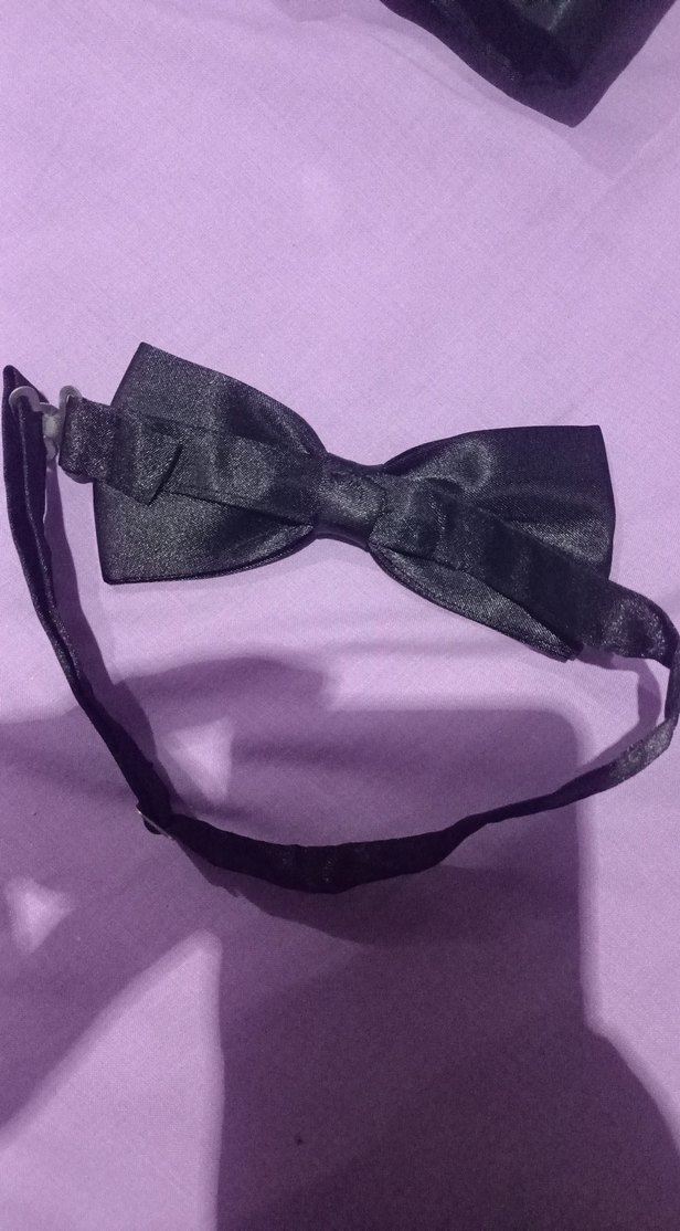 Siyah Düz Erkek Papyon - Görsel 3