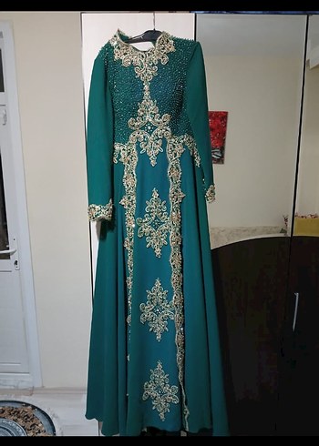 taş detaylı yeşil bindallı - Görsel 2