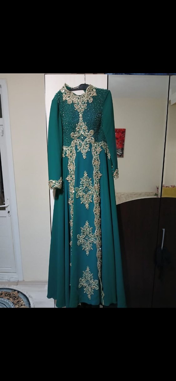 taş detaylı yeşil bindallı - Görsel 2