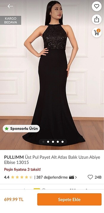 38 Beden Siyah Abiye