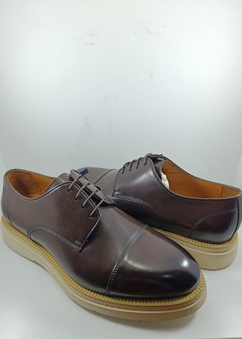 Kahverengi Hakiki Deri Erkek Klasik Ayakkabı - Görsel 4
