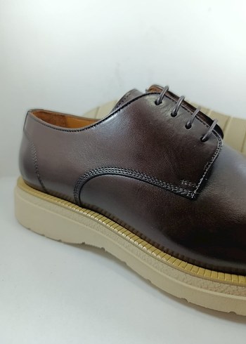 Kahverengi Hakiki Deri Erkek Klasik Ayakkabı - Görsel 8