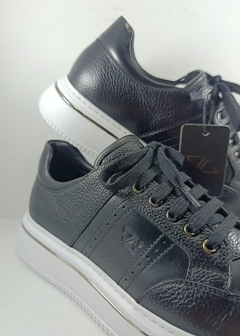 Hakiki Deri Siyah Bağcıklı Erkek Günlük Spor Ayakkabı Casual - Görsel 2