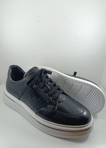 Hakiki Deri Siyah Bağcıklı Erkek Günlük Spor Ayakkabı Casual - Görsel 9