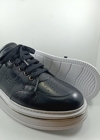 Hakiki Deri Siyah Bağcıklı Erkek Günlük Spor Ayakkabı Casual - Görsel 6