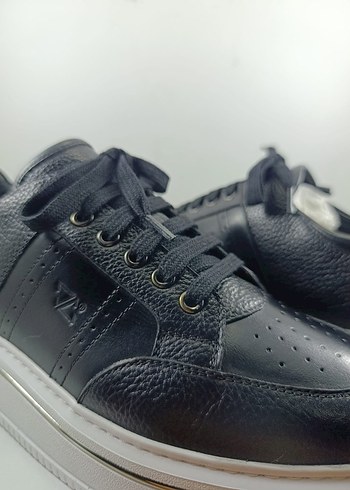 Hakiki Deri Siyah Bağcıklı Erkek Günlük Spor Ayakkabı Casual - Görsel 7