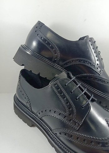 TAMER TANCA Hakiki Deri Erkek Siyah Klasik Rugan Ayakkabı - Görsel 8