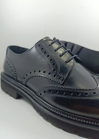 TAMER TANCA Hakiki Deri Erkek Siyah Klasik Rugan Ayakkabı - Görsel 9