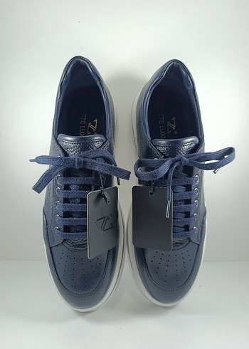 Hakiki Deri Lacivert Bağcıklı Erkek Günlük Spor Ayakkabı Casual - Görsel 6