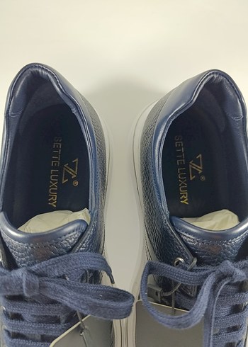 Hakiki Deri Lacivert Bağcıklı Erkek Günlük Spor Ayakkabı Casual - Görsel 7