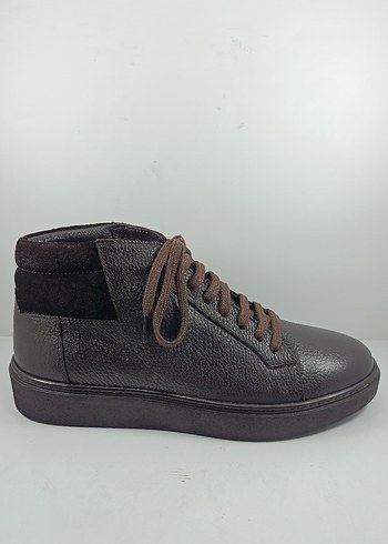 Hakiki Deri İçi Kürklü Hakiki Kahverengi Bağcıklı Erkek Botu - Görsel 2