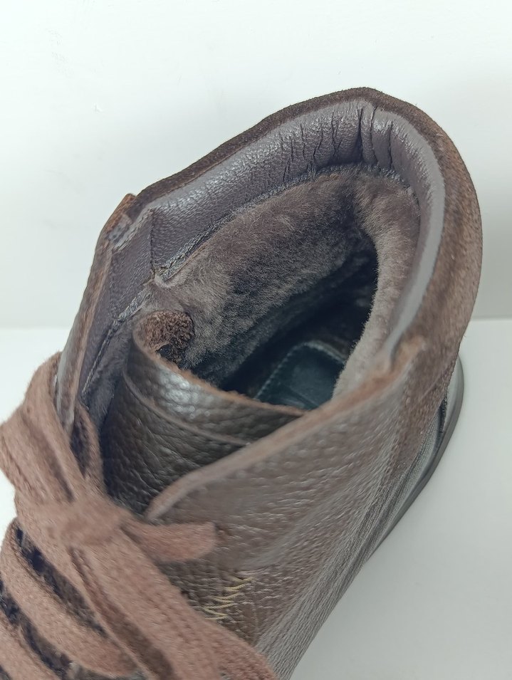 Hakiki Deri İçi Kürklü Hakiki Kahverengi Bağcıklı Erkek Botu - Görsel 5